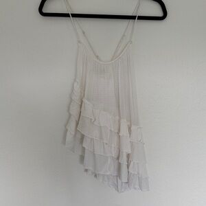 Free People Ivory Ruffled Camisole